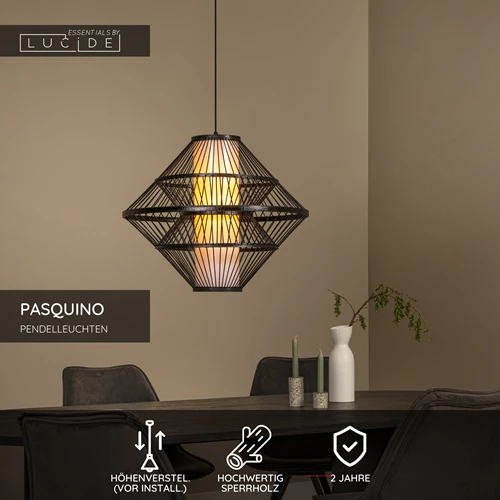Lucide PASQUINO - Pendelleuchten - Ø 60 cm - 1xE27 - Schwarz | Essential - USP